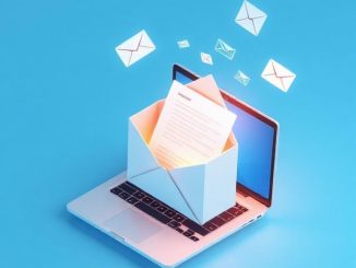 Ilustrasi cara membuat body email lamaran kerja yang profesional di laptop menggunakan bantuan AI.