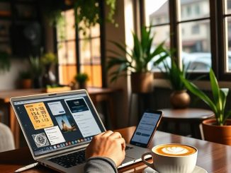 Panduan menjadi content writer dan social media specialist yang bisa kerja remote dari cafe menggunakan laptop dan AI.